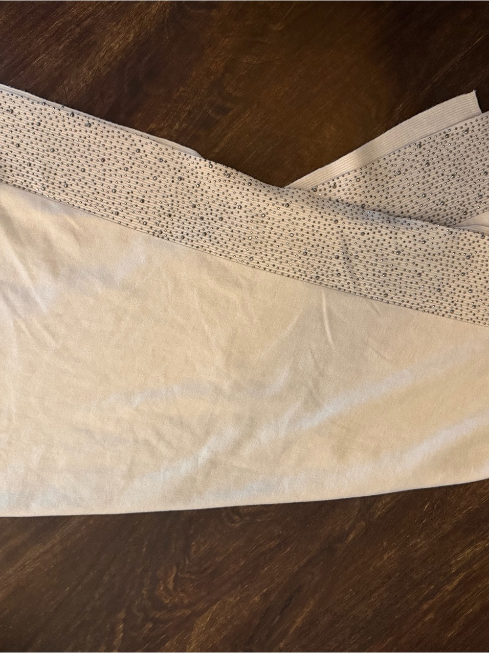 Ming Wang Cream Knit-Trim Wrap Shawl